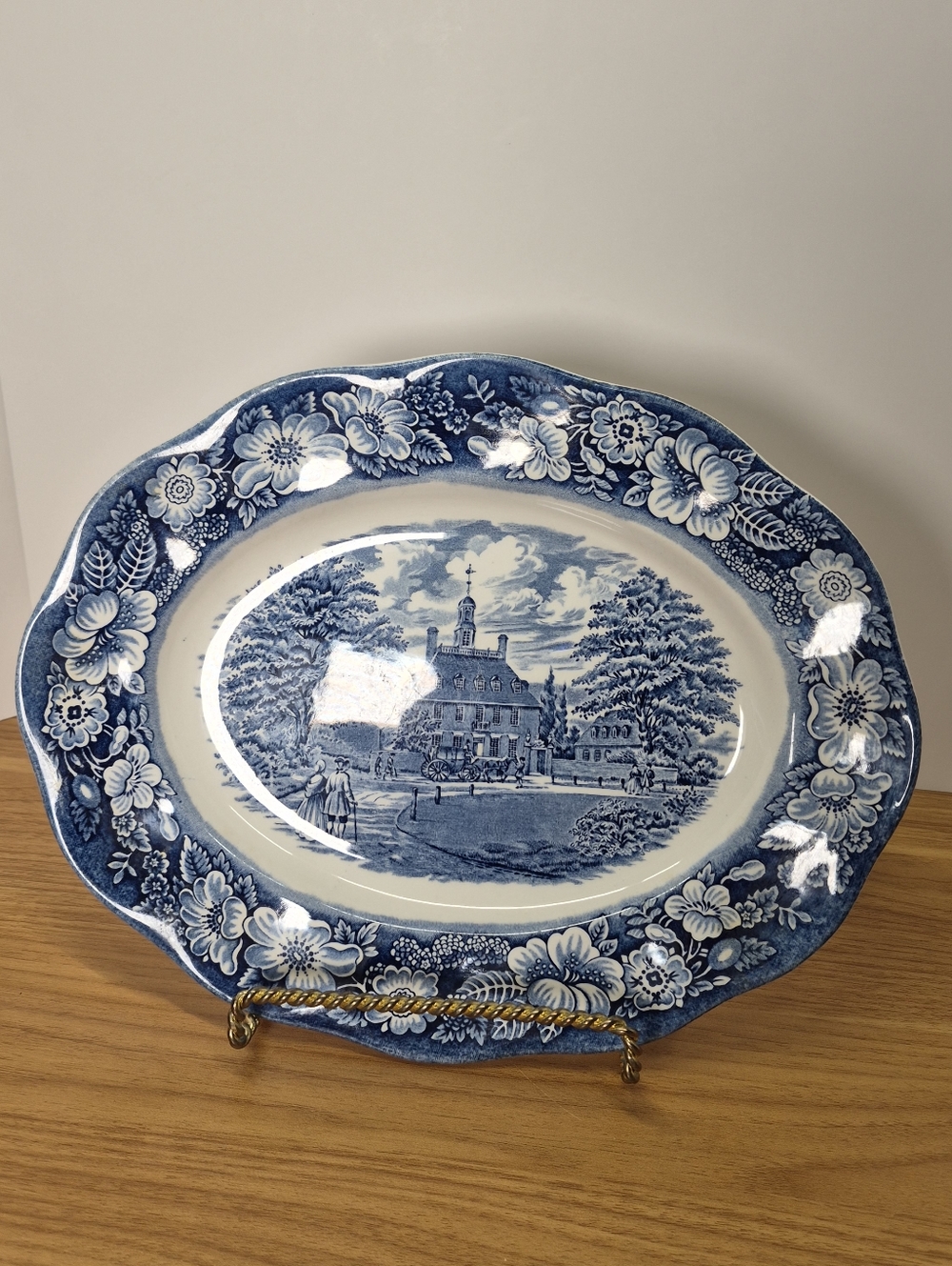 Grandmillennial Liberty Blue Platter - Governor’s Mansion Staffordshire England